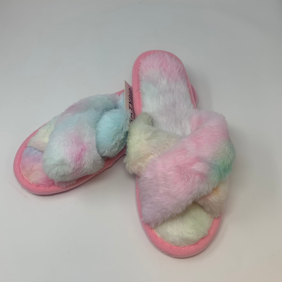 Faux Fur Cross Band Luxe Slippers- Final Sale