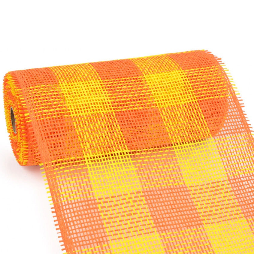 Orange/Yellow Plaid Woven Paper Mesh