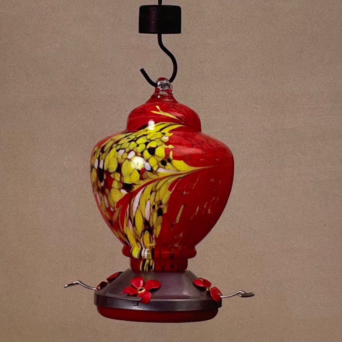 9&quot; Glass &amp; Metal Hummingbird Feeder