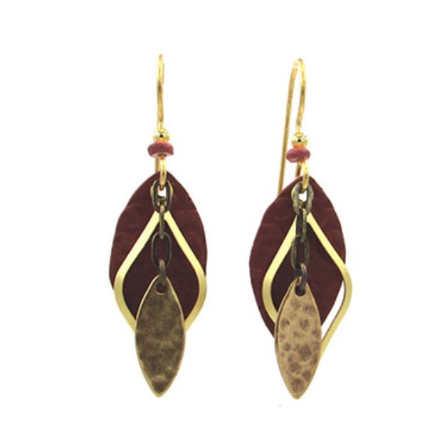Gold/Rust Marquee &amp; Diamond Shapes Earrings