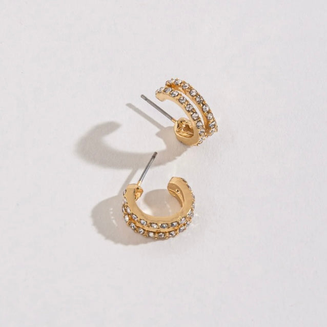 Double Pave Style Hoop Earrings