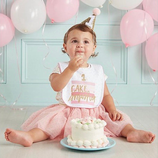 Girl 1 Cake Smasher Bib/Hat Set