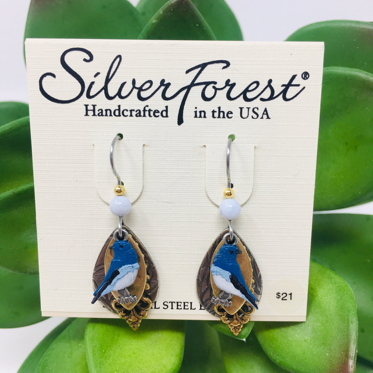 Bluebird on Layered Marquees Earrings