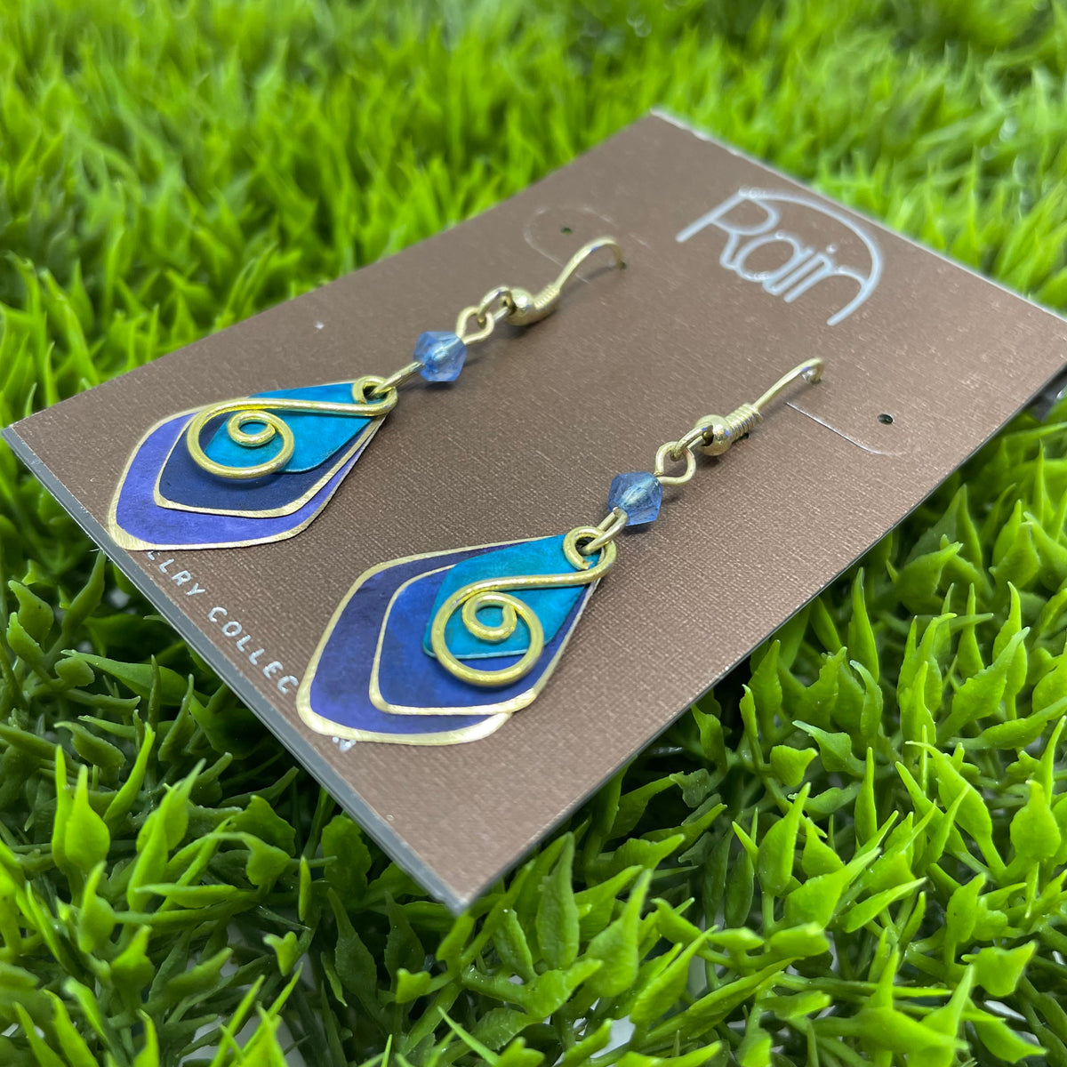 Blue Patina Colors Layered Earrings