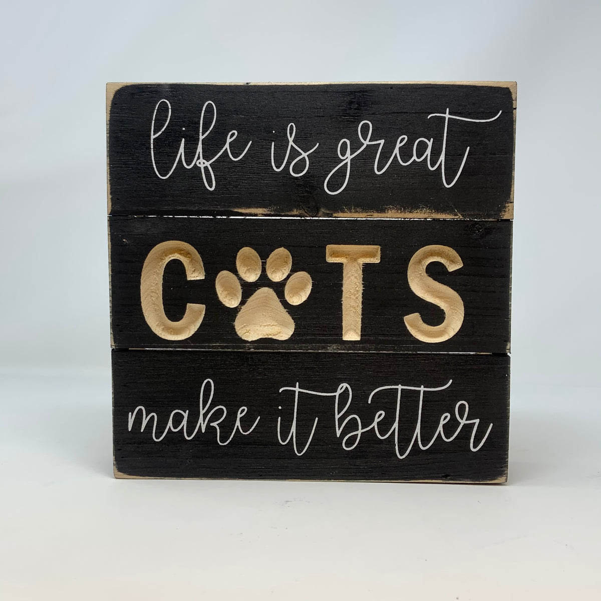Wooden Engraved Cats &amp; Dogs Sign