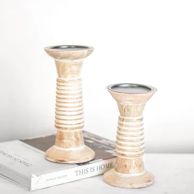White Wash Candle Stand