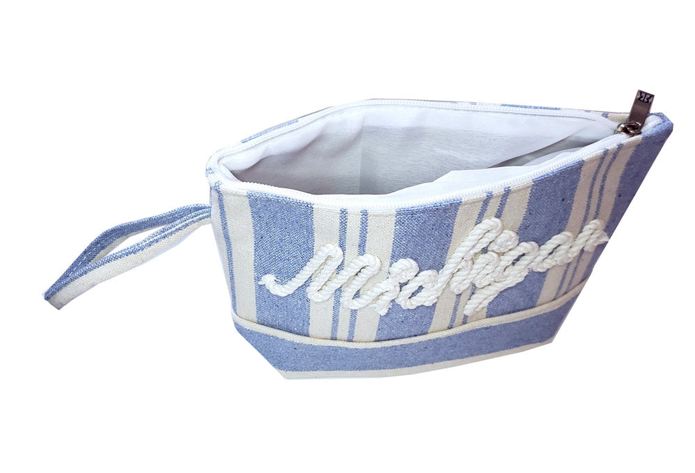 Small MI Blue Rope Striped Clutch Bag