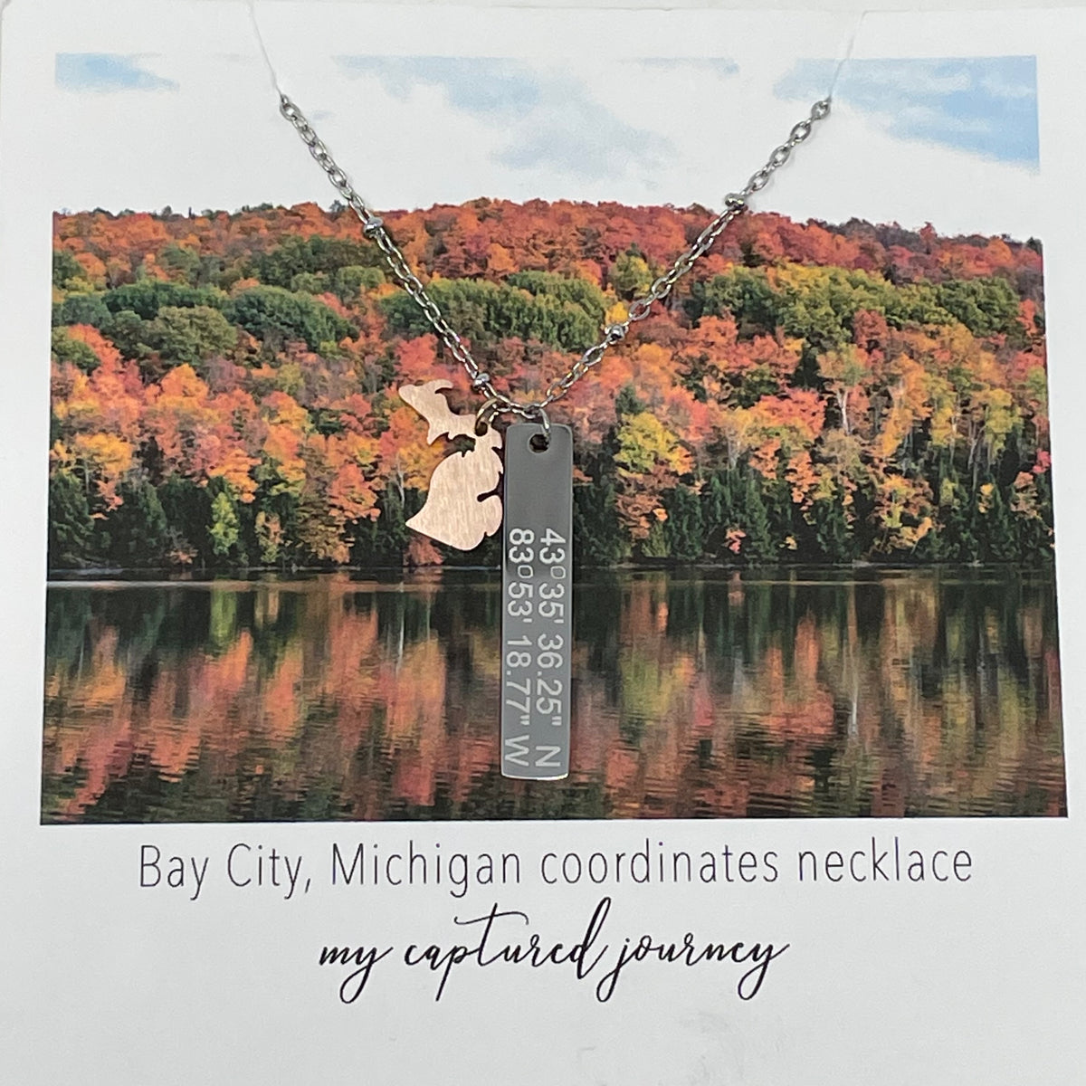 Bay City Coordinates Vertical Bar Necklace