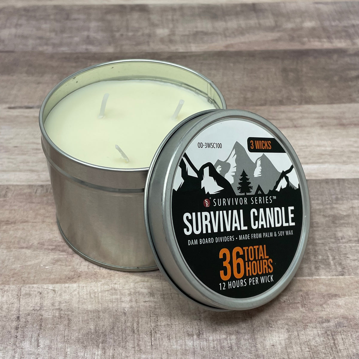 3 Wick Survival Candle Tin