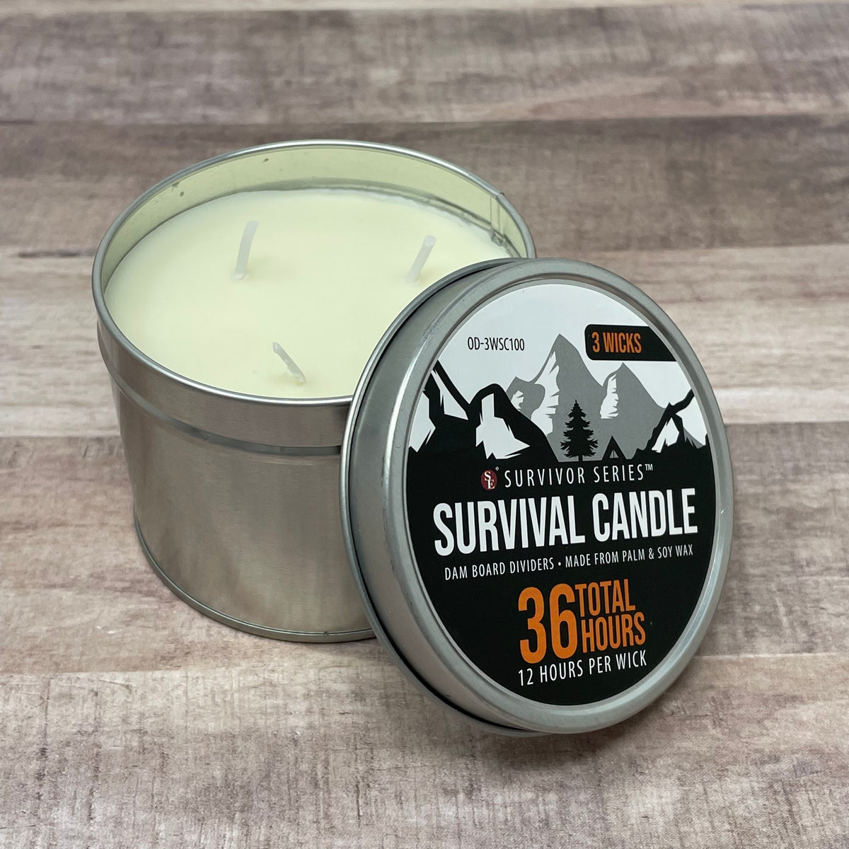 3 Wick Survival Candle Tin