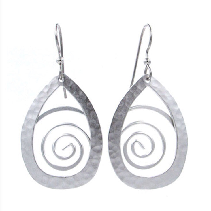 Hammered Tear w/ Coil Earrings