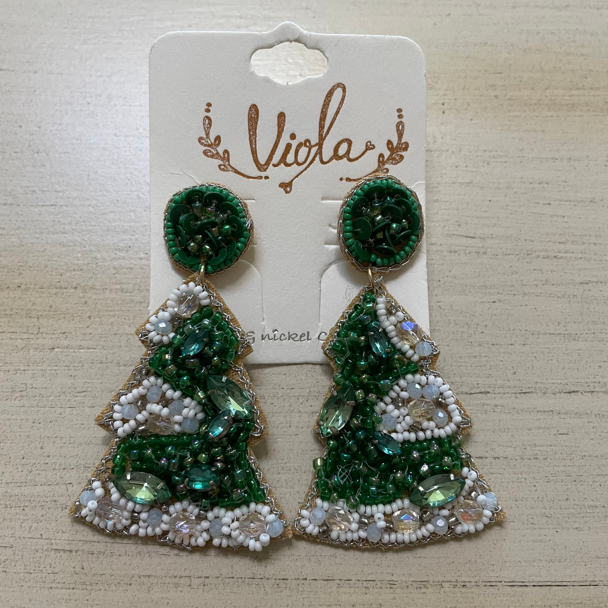 Beaded Christmas Tree Earrings