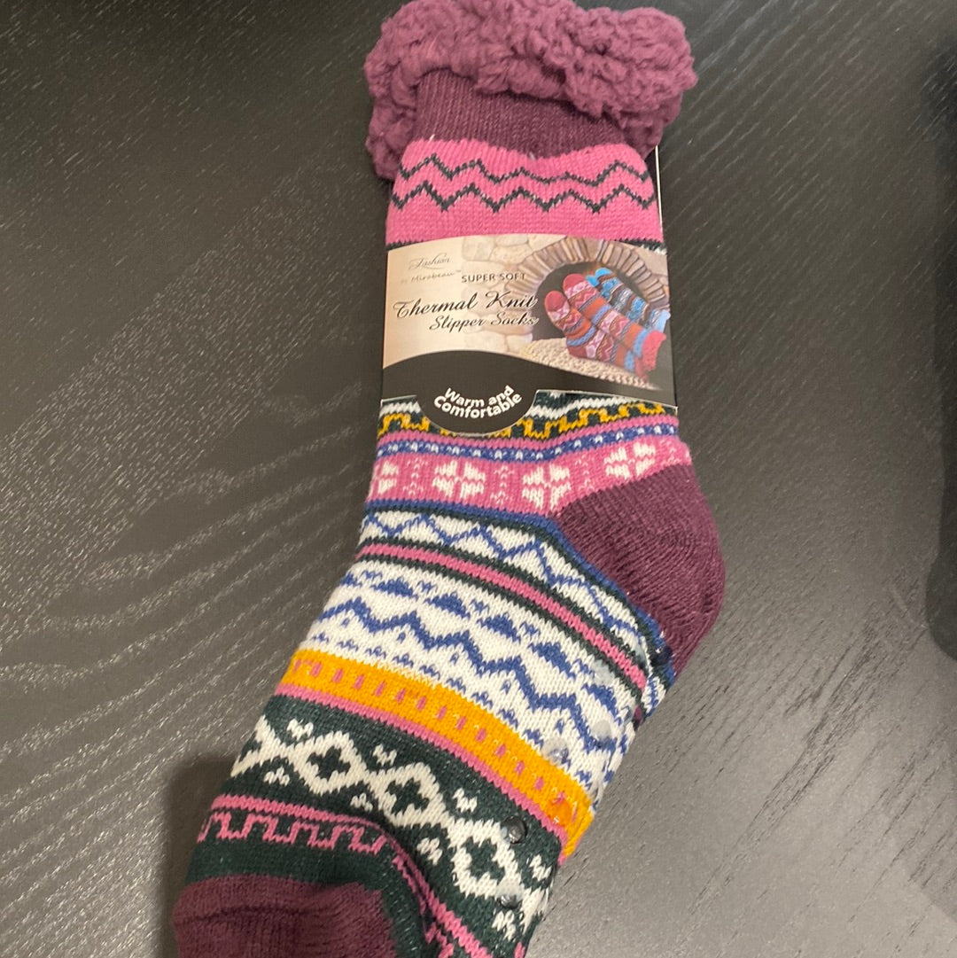 Boho Bright Thermal Knit Slipper Socks