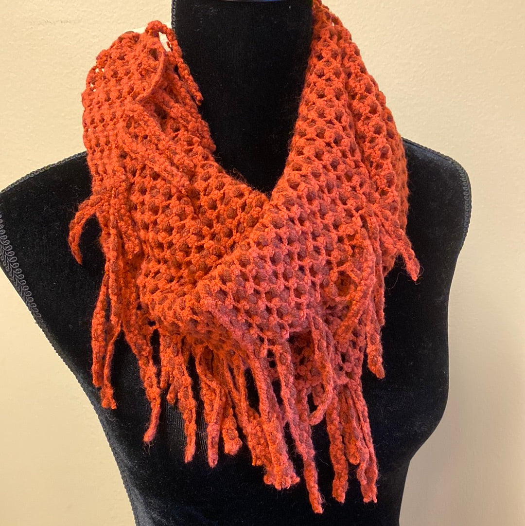 2-Tone Mini Tube Scarf w/ Fringe