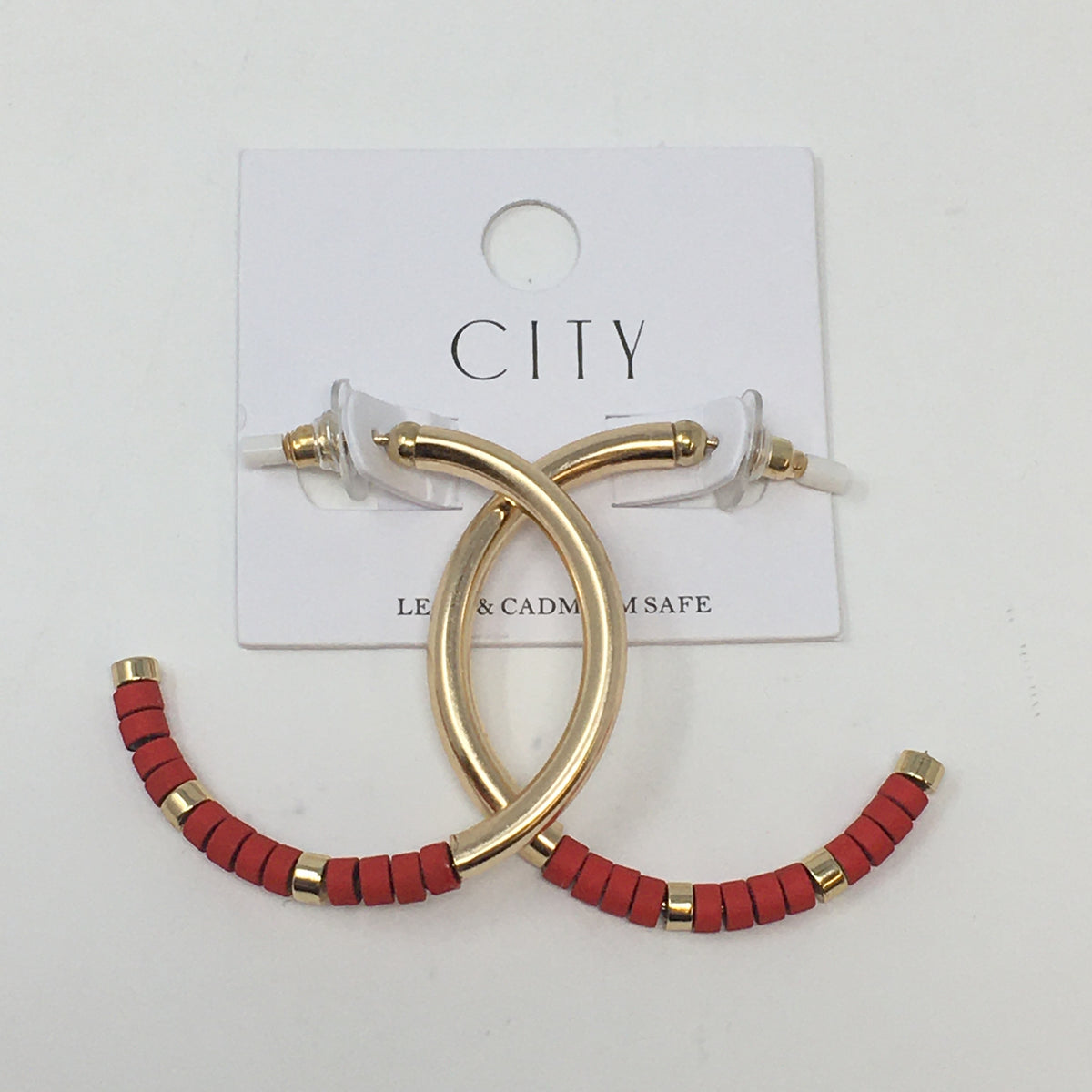 Gold Silicone Beaded Hoop Earrings