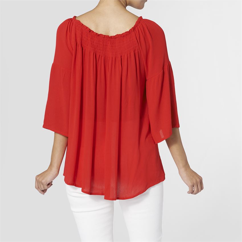 Coco + Carmen Red Flowy Peasant Blouse