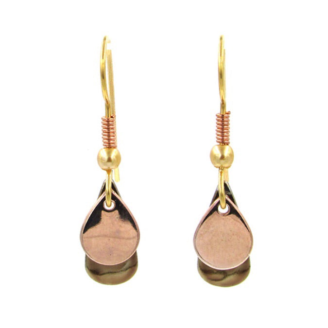 Small Copper &amp; Brass Tears Earrings