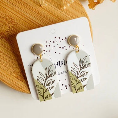 White Boho Fern Earrings