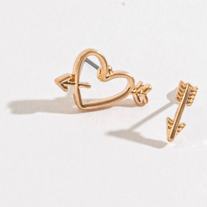 Heart &amp; Arrow Stud Buds Earrings