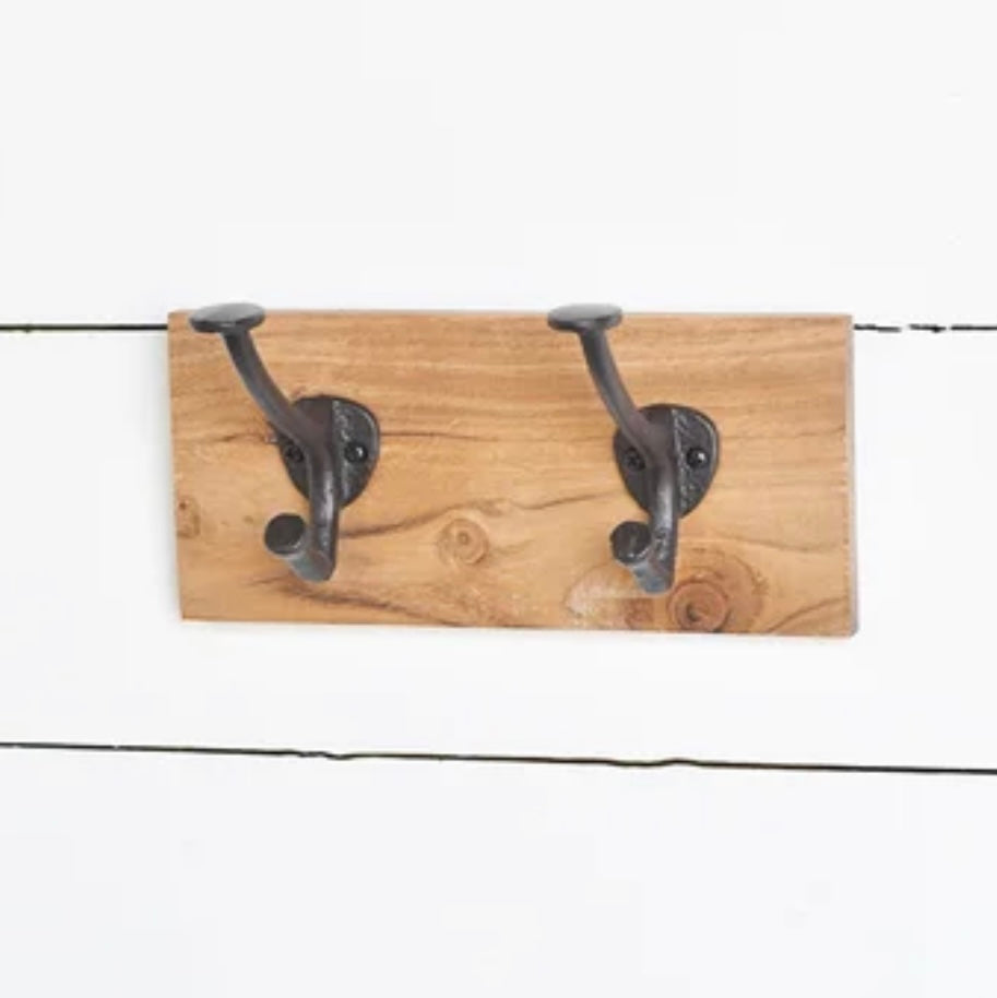 2 Hook Wood Wall Hanger - My Secret Garden