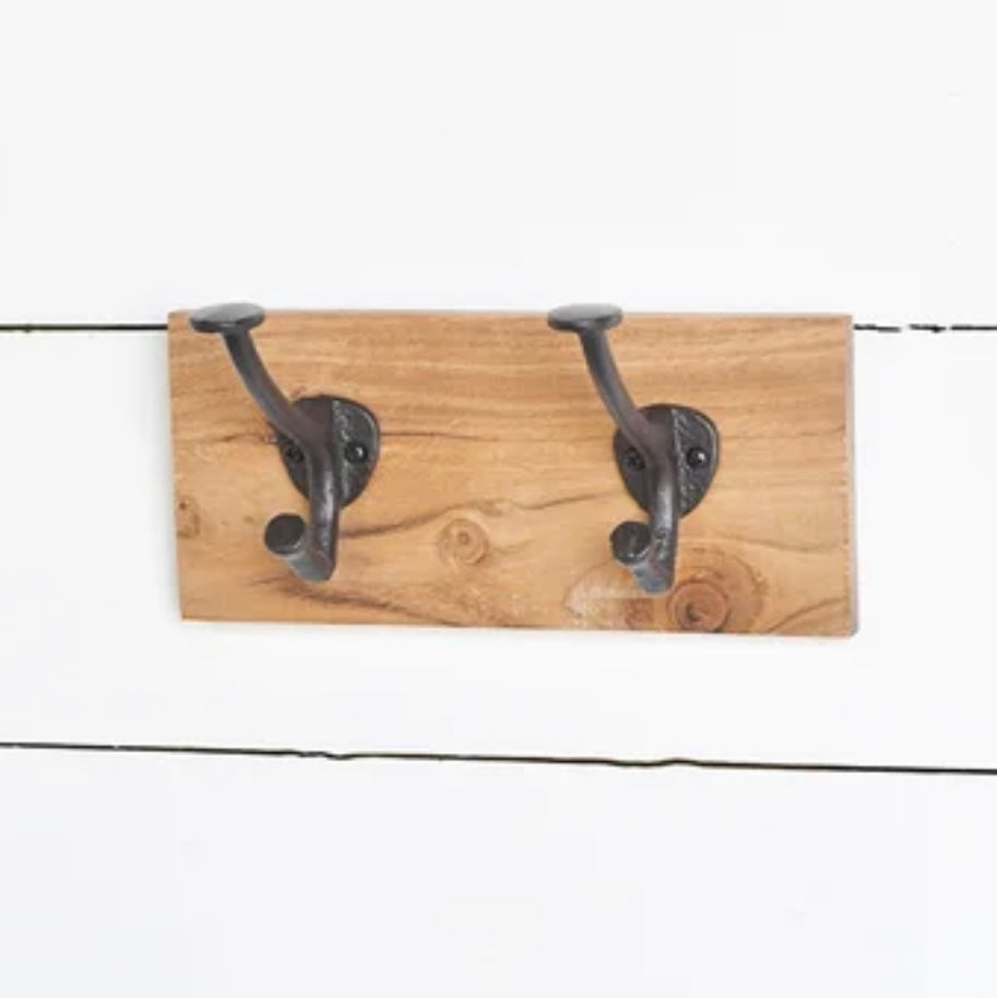 2 Hook Wood Wall Hanger