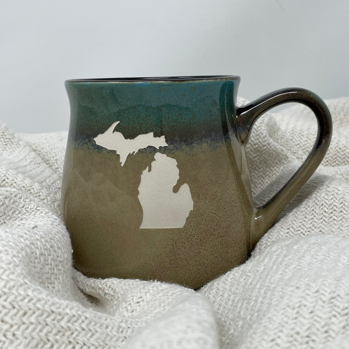 16oz Sandblasted Pottery MI Coffee Mug