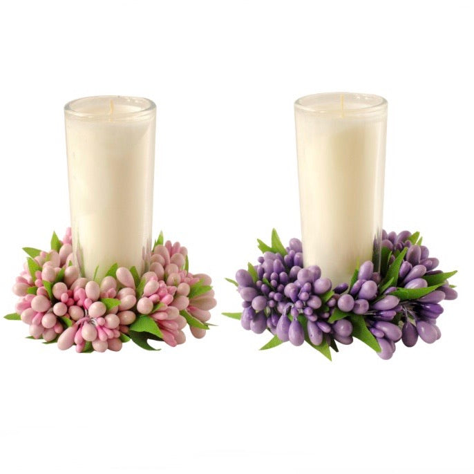 2 oz Spring Tall Votive Candle w/ Berry Wreath Gift Set