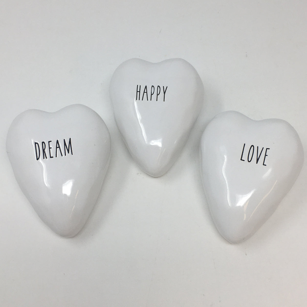 Ceramic Heart Shape Words - Dream, Happy, Love