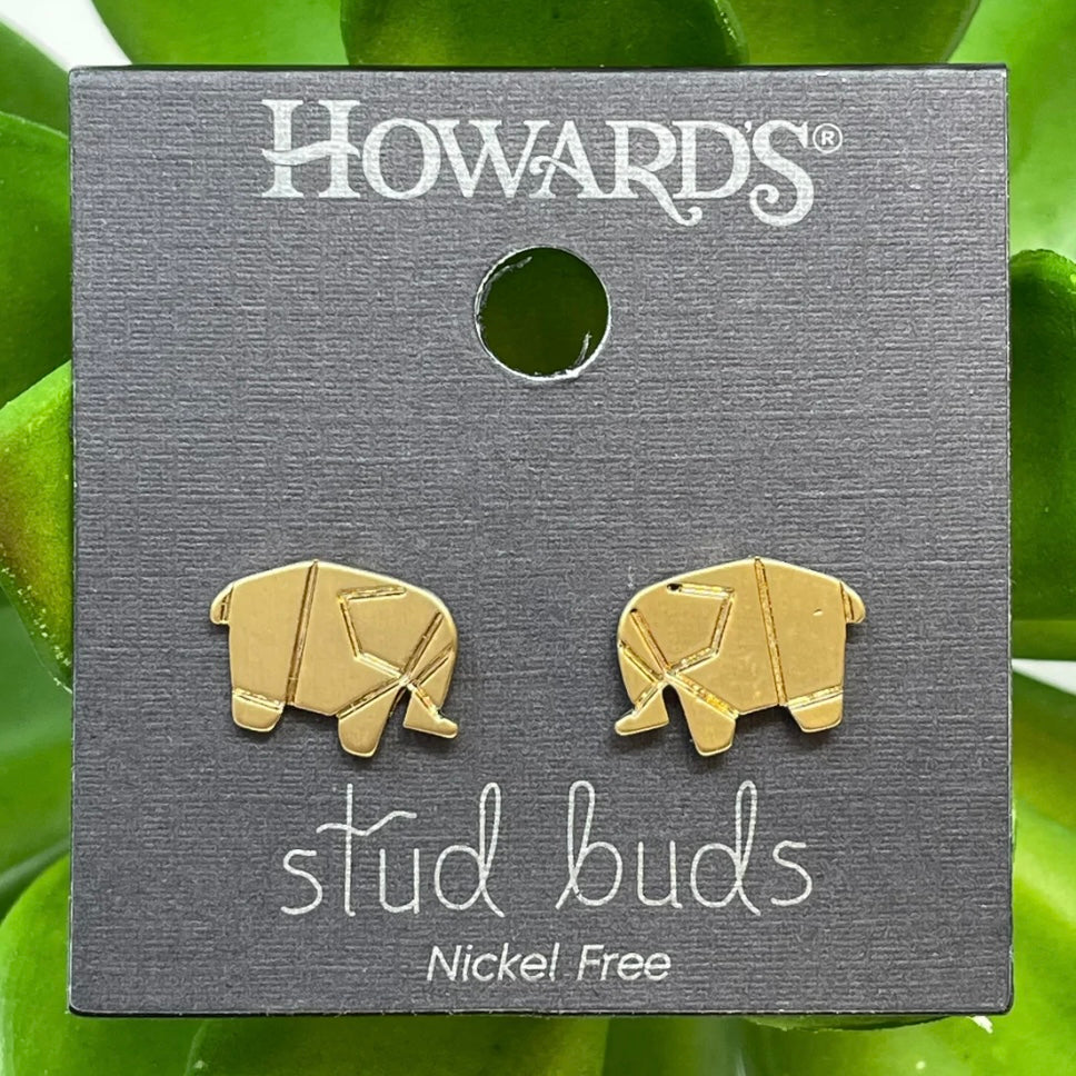 Elephant w/ Lines Stud Buds Earrings