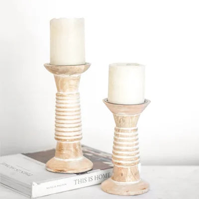White Wash Candle Stand
