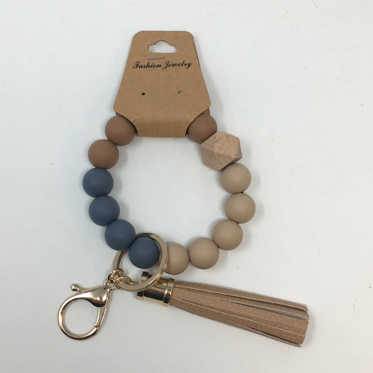 Wooden/Silicone Bead Key Ring