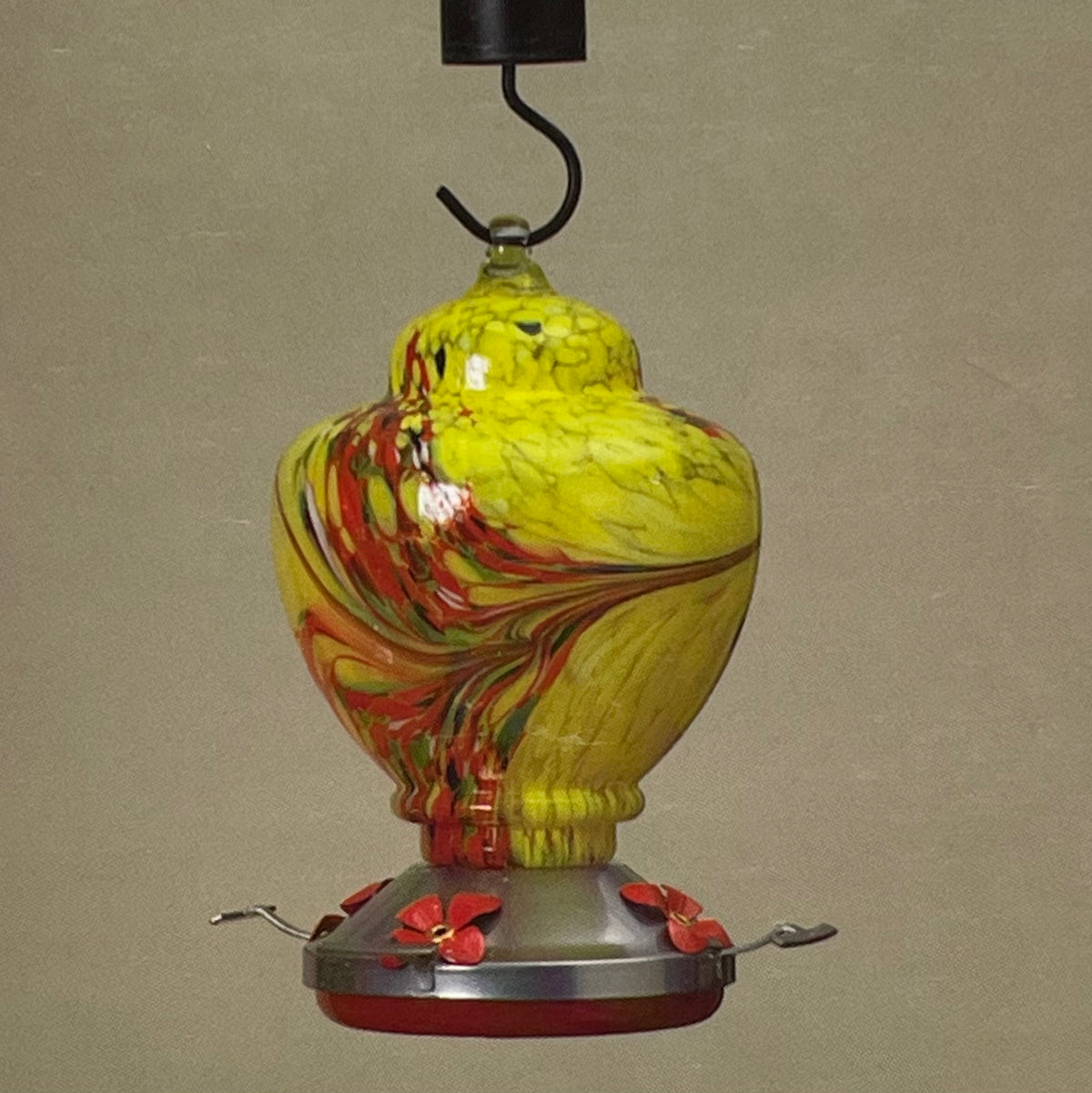9&quot; Glass &amp; Metal Hummingbird Feeder