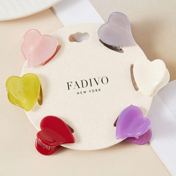 Solid Color Mini Heart Hair Claw