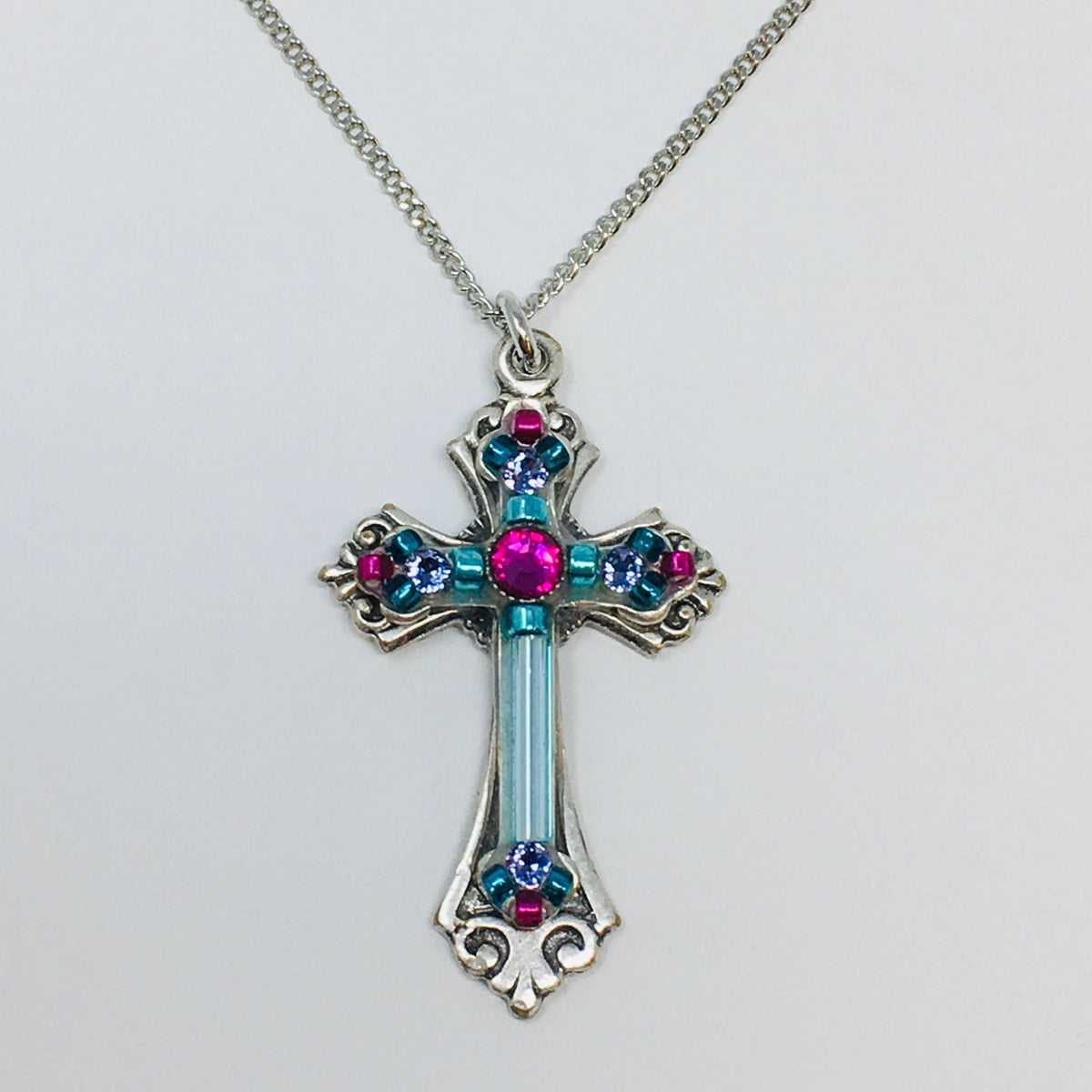 Med. Mosaic Cross Pendant Necklace