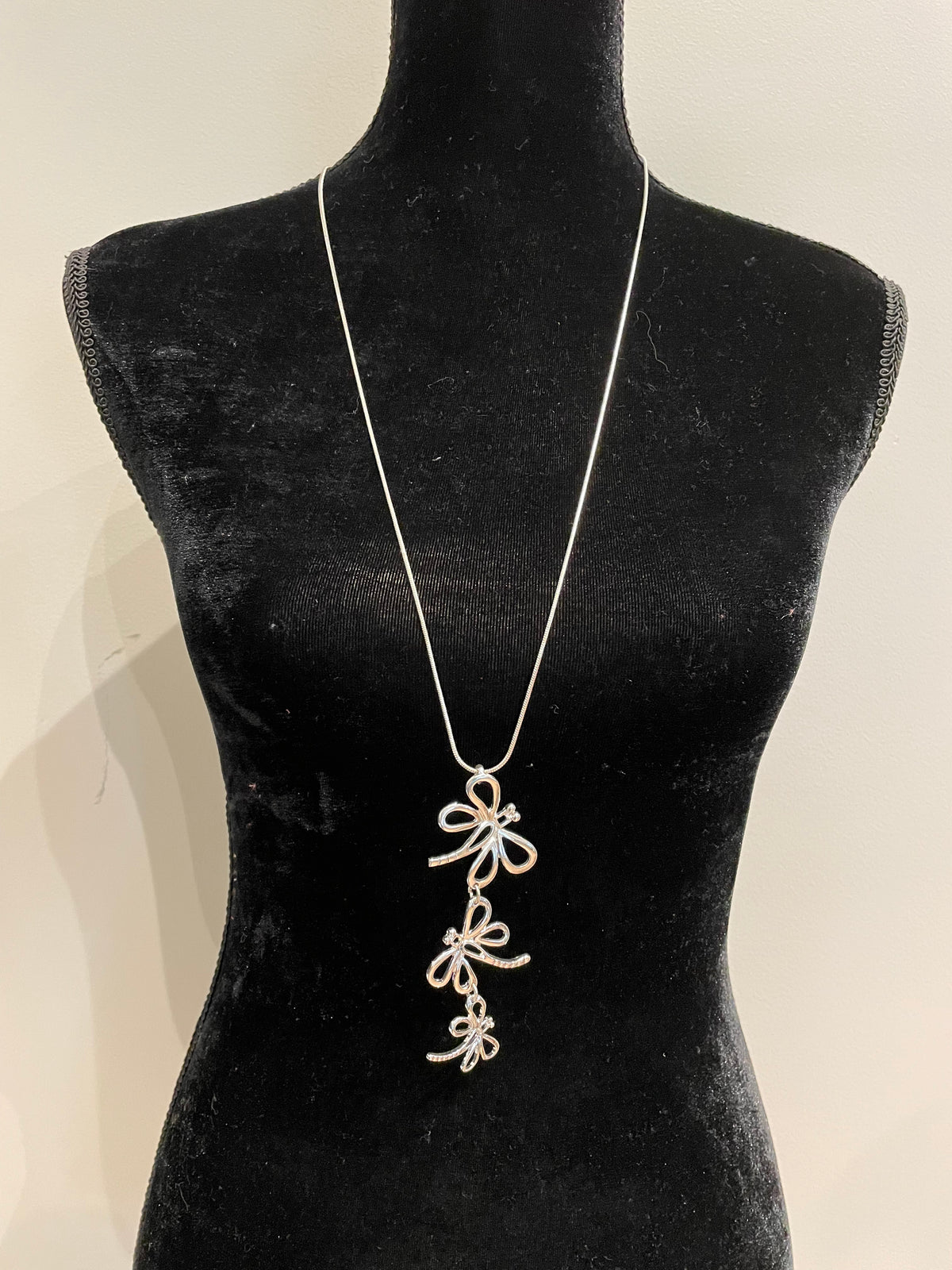 Triple Dragonfly Pendant Necklace