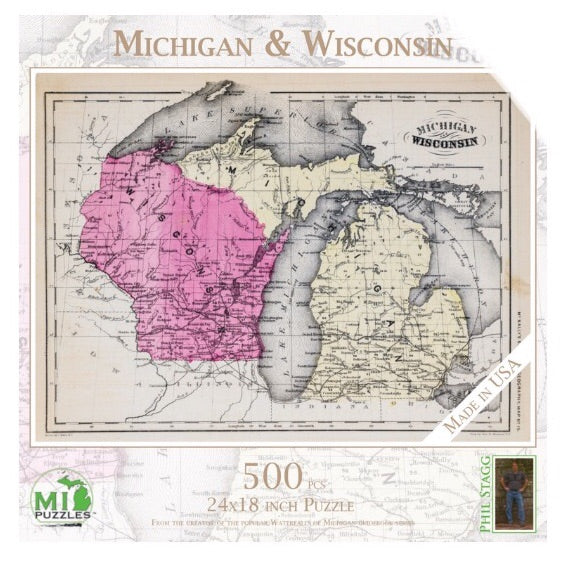 Michigan &amp; Wisconsin Map 500 pc Puzzle
