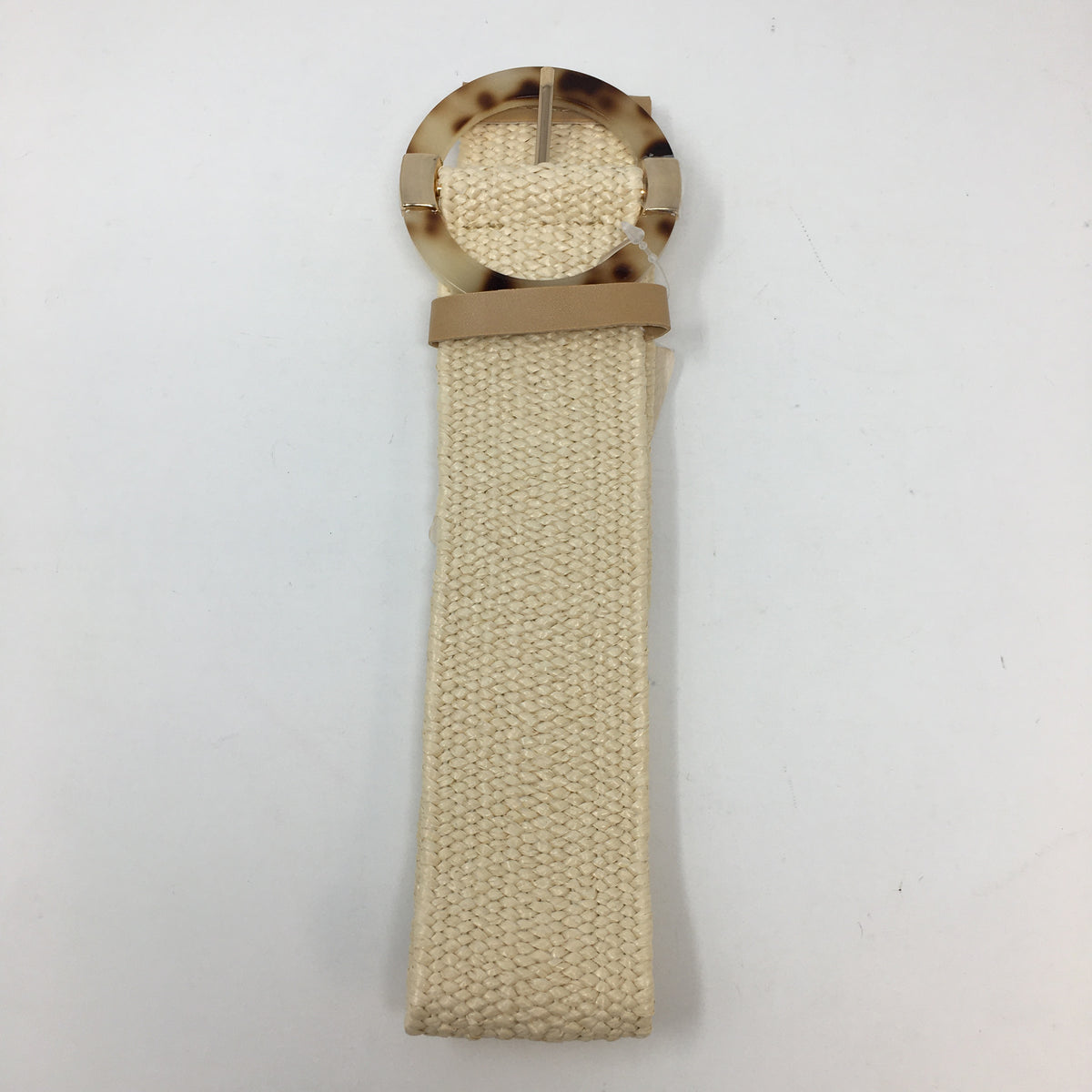 Wide Straw Circle Buckle Belt