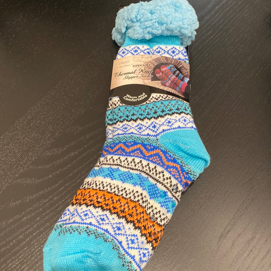 Boho Bright Thermal Knit Slipper Socks