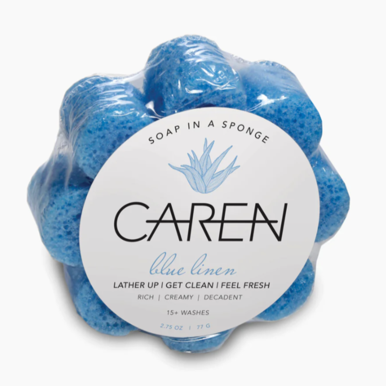 Caren Blue Linen Shower Sponge