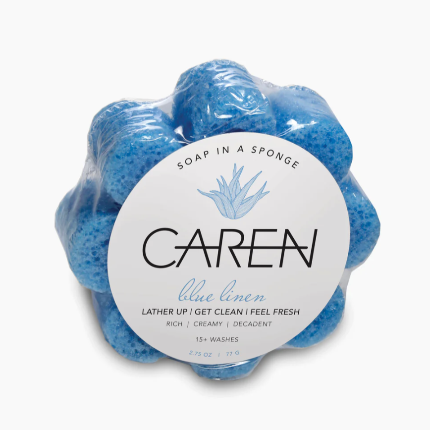 Caren Blue Linen Shower Sponge