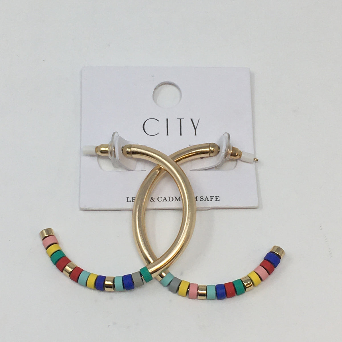 Gold Silicone Beaded Hoop Earrings