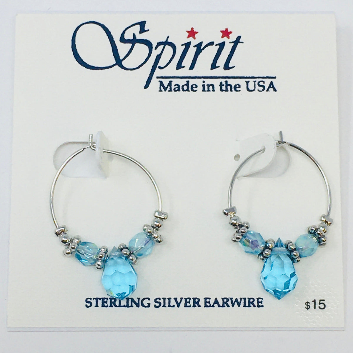 Lt Blue Stones Silver Dainty Hoop Earrings Spirit