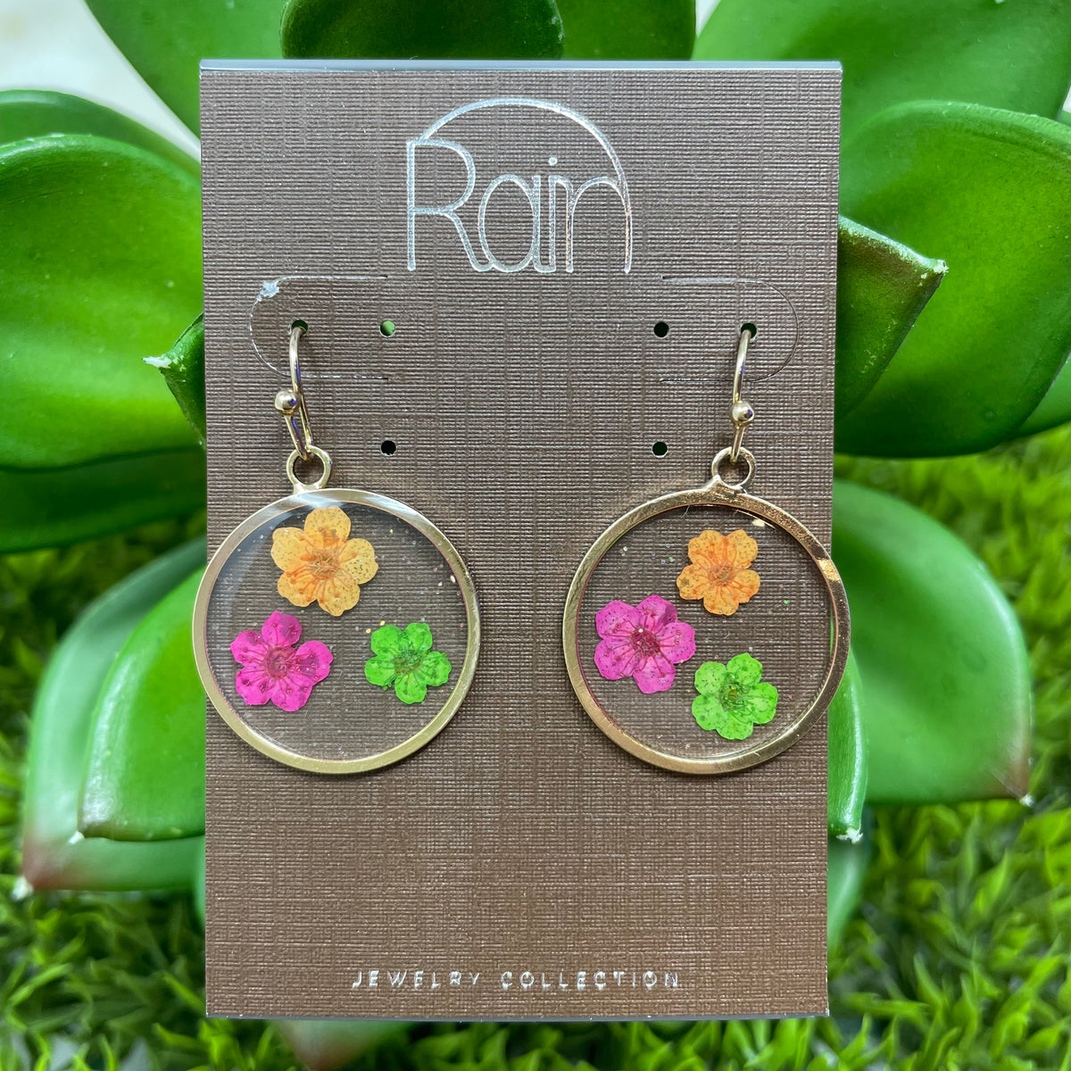 Gold Pressed Flowers Earrings