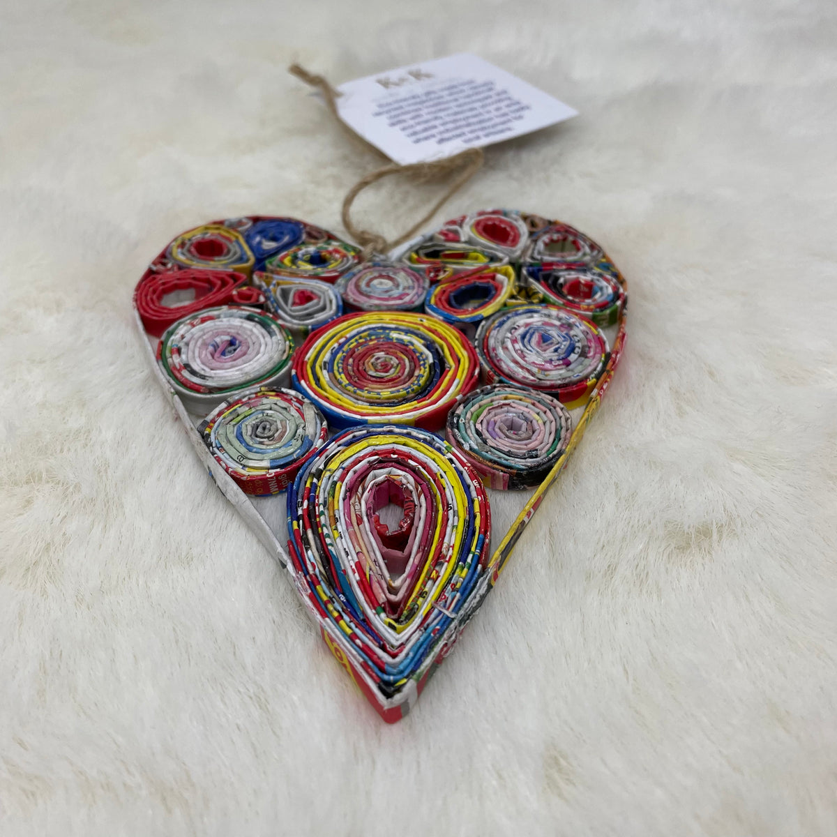 Recycled Newspaper Heart Ornament