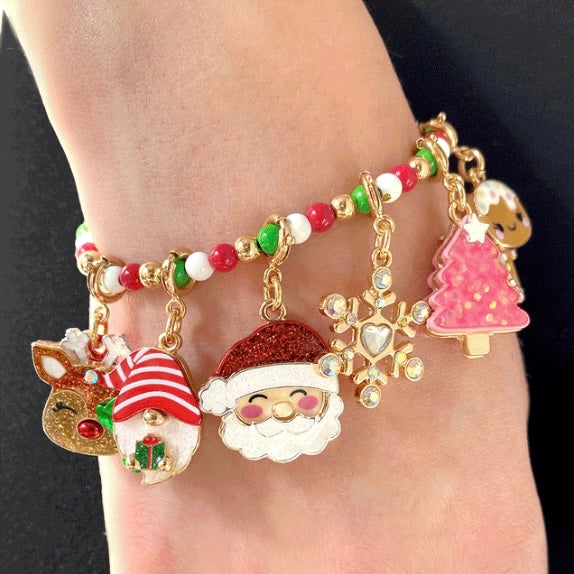 Charm It! Gold Christmas Stretch Bead Bracelet