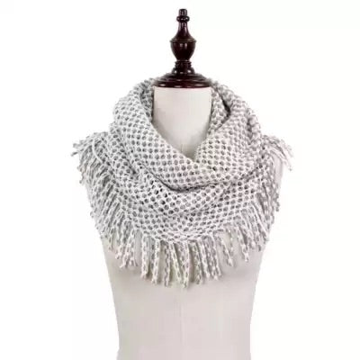 2-Tone Mini Tube Scarf w/ Fringe