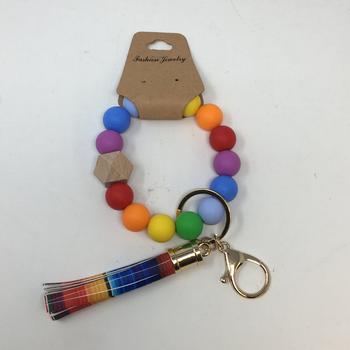 Wooden/Silicone Bead Key Ring