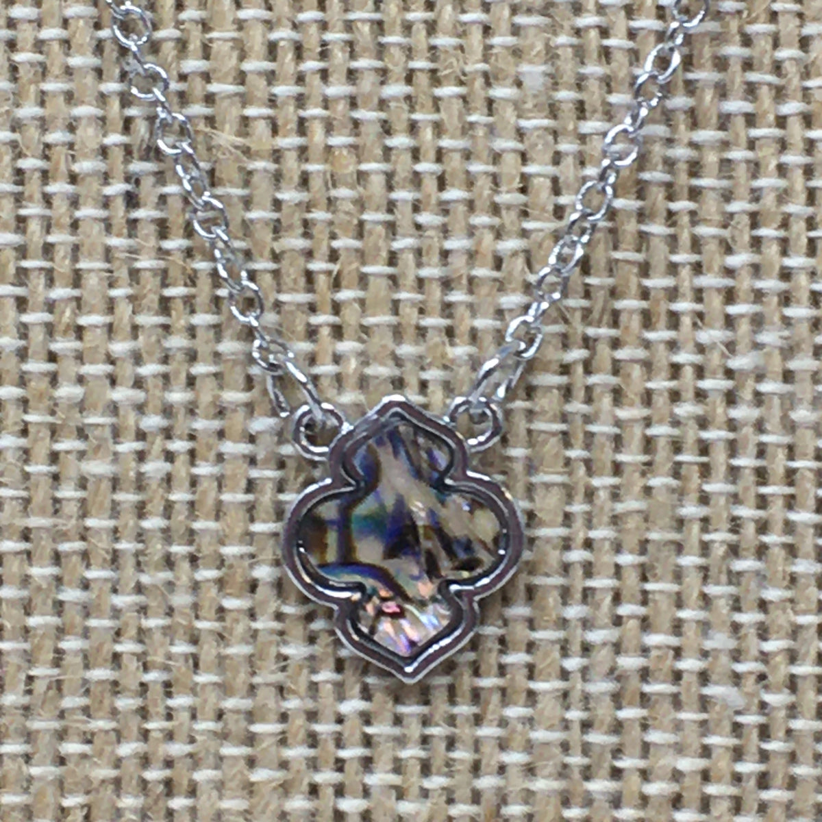 16&quot; Silver Necklace w/ Quatrefoil Charm