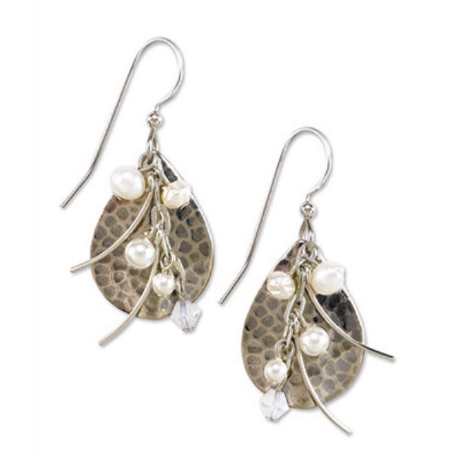 Hammered Tear w/ Pearls and Wisps Earrings