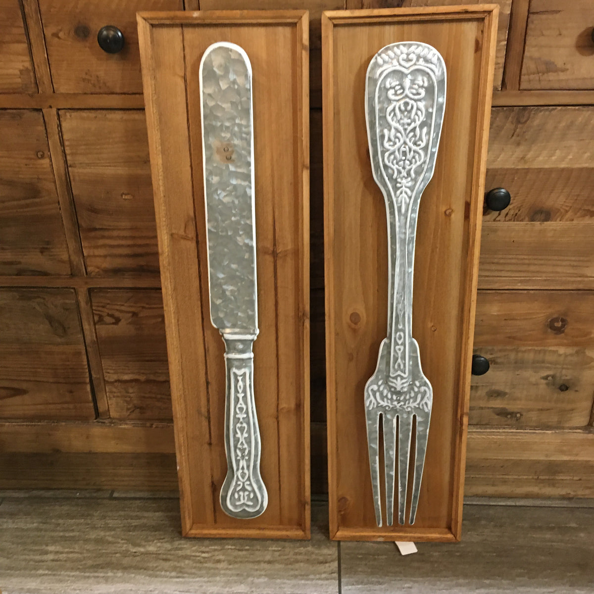 32&quot;H Wood &amp; Metal Kitchen Utensil Wall Hanging